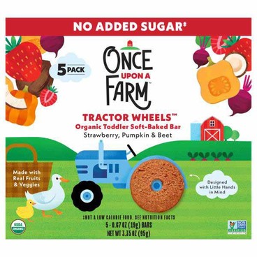 Once Upon a Farm Toddler SnacksBuy 1 Get 1 FREEFree item of equal or lesser price. 
Tractor Wheels, 3.35-oz, Puffs, 1.5-oz, or Melts, 1-oz pkg.
