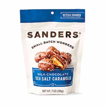 Sanders Sea Salt CaramelsBuy 1 Get 1 FREEFree item of equal or lesser price. 
Milk or Dark Chocolate, or Milk Chocolate Sea Salt Caramel Pecan Clusters, 7-oz pouch