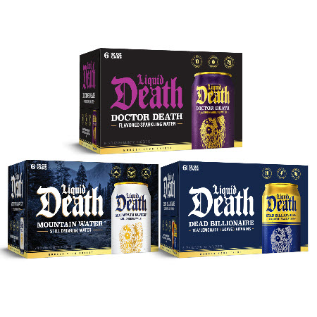 Save $1.00 on any TWO (2) Liquid Death Still Water, Sparkling Water or Tea, 12oz., 6-Pack