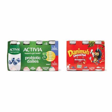 Dannon Activia Dailies Probiotic Dairy DrinkBuy 1 Get 1 FREEFree item of equal or lesser price.
Or Danactive, 8-pk. 3.1-oz pkg.; or Activia Yogurt, 4-pk. 4 or 5.3-oz cup; or Danimals Smoothie, 6-pk. 3.1-oz pkg.