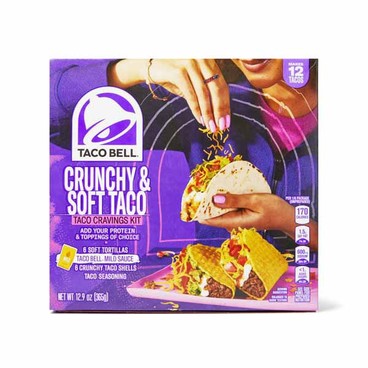 Taco Bell Taco Cravings KitBuy 1 Get 1 FREEFree item of equal or lesser price.
8.85 to 14.8-oz; or Taco Seasoning Mix, 1-oz, or Dip, 15 or 15.7-oz pkg.; or Velveeta Queso con Salsa Cheese Dip, 15-oz jar