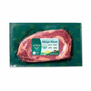 Verde Farms Ribeye SteakBuy 1 Get 1 FREEFree item of equal or lesser price.
USDA Organic, Grass-Fed, USDA-Inspected, Not USDA Graded, 10-oz pkg.