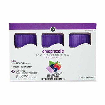 Publix Omeprazole Acid ReducerBuy 1 Get 1 FREEFree item of equal or lesser price.
Delayed Release Tablets: Wildberry Mint or Original, 20 mg, 42-ct. box