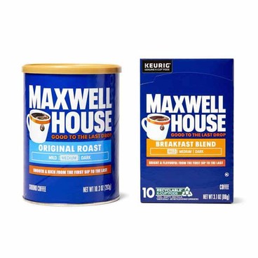 Maxwell House Ground CoffeeBuy 1 Get 1 FREEFree item of equal or lesser price.
9.9 to 11.5-oz can or K-Cups, 10-ct. box