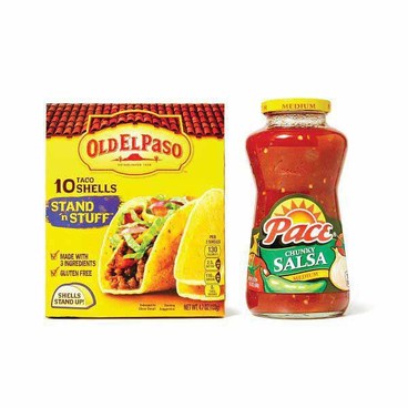 Old El Paso Taco Shells or TortillasBuy 1 Get 1 FREEFree item of equal or lesser price.
8 to 18-ct.; or Pace Sauce, Salsa, or Dip, 15 or 24-oz pkg. 
(Excluding Old El Paso Kit)