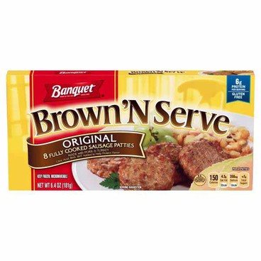 Banquet Brown'N Serve Sausage LinksBuy 1 Get 1 FREEFree item of equal or lesser price.
Or Patties, 6.4-oz pkg.; or Biggie Bag Sausage Links, 32-oz pkg.