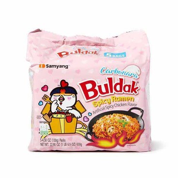 Samyang Buldak Spicy RamenBuy 1 Get 1 FREEFree item of equal or lesser price.
Carbonara, Ros&eacute;, or Original, 5-pk. 4.58 to 4.94-oz bag; or Original or Carbonara Hot Sauce, 7.05-oz bot., or Spicy Carbonara Tteokbokki, 6.31-oz bowl