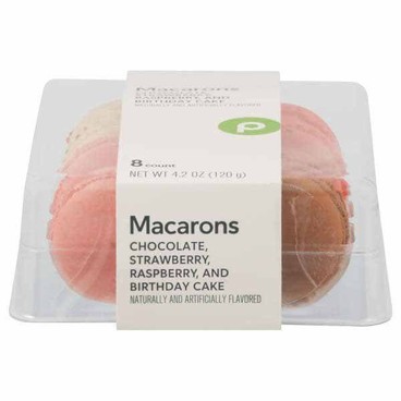 Assorted MacaronsBuy 1 Get 1 FREEFree item of equal or lesser price. 
Located in the Publix Bakery, 8-ct. 4.2-oz pkg.