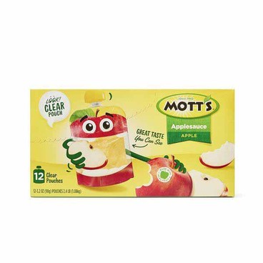 Mott's ApplesauceBuy 1 Get 1 FREEFree item of equal or lesser price.
12-pk. 3.2-oz pouch or 6-pk. 3.9 or 4-oz cup; or Mott's Juice, 64-oz bot. or 8-pk. 4.2-oz box