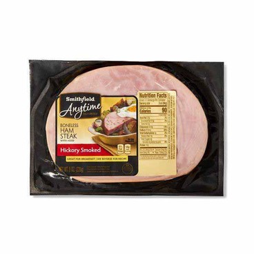 Smithfield Anytime Favorites Ham SteakBuy 1 Get 1 FREEFree item of equal or lesser price.
Or Boneless Smoked: Hickory, Honey Cured, or Maple Flavored; or Lower Sodium; or Smoked Ham: Cubed or Diced, Fully Cooked, 8-oz pkg.