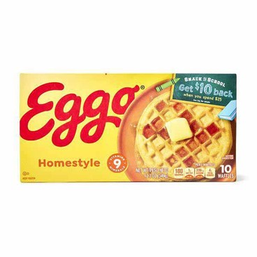 Eggo WafflesBuy 1 Get 1 FREEFree item of equal or lesser price.
10-ct. 10.75 or 12.3-oz box, or Minis, 10-Sets of 4, 10.9-oz box 
(Excluding Thick & Fluffy and Protein)