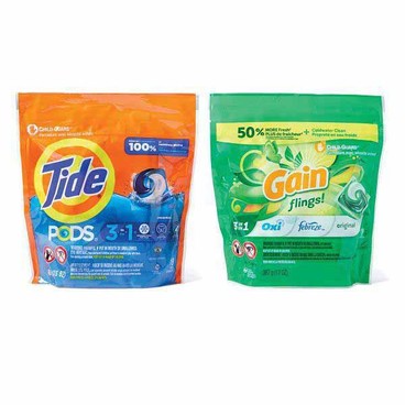 Tide Pods or Gain Flings! Laundry DetergentBuy 1 Get 1 FREEFree item of equal or lesser price.
10 or 19-ct. bag; or Tide or Gain Laundry Detergent, 29 to 41-oz pkg.