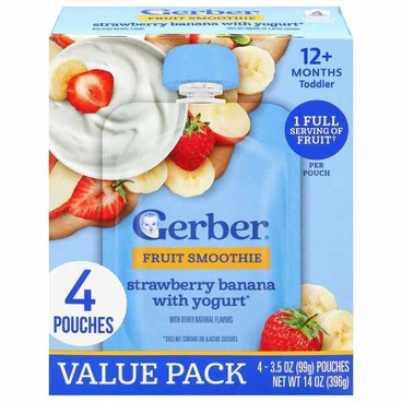 Gerber Fruit SmoothieBuy 1 Get 1 FREEFree item of equal or lesser price.
Strawberry Banana With Yogurt; or Banana Blueberry Fruit Blends; or Get'ems Squeezie Pouch: Peach Apple Twist or Cherry Limeade, 4-ct. pouch