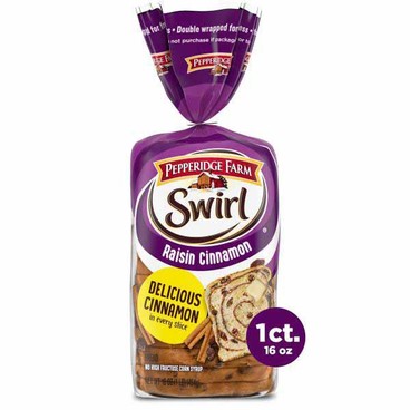 Pepperidge Farm Swirl BreadBuy 1 Get 1 FREEFree item of equal or lesser price.
Or Bagels, 14 to 21-oz pkg.