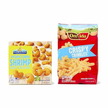 Gorton's ShrimpBuy 1 Get 1 FREEFree item of equal or lesser price.
8 to 14-oz box; or Ore-Ida Potatoes, 19 to 48-oz pkg. 
(Excluding Ore-Ida Tots)