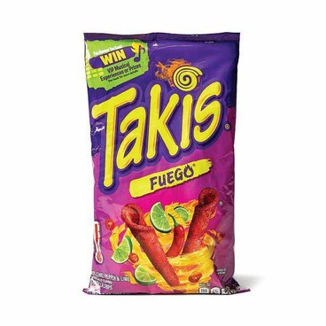 Takis Tortilla ChipsBuy 1 Get 1 FREEFree item of equal or lesser price.
Or Corn Snack Sticks, 9.9-oz bag; or Fuego Pix, 8.5-oz; or Fuego Kettlez, 8-oz bag