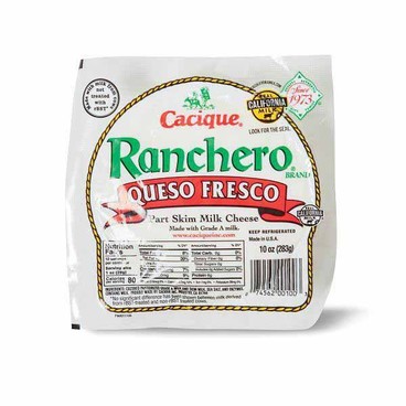Cacique Ranchero Chunk CheeseBuy 1 Get 1 FREEFree item of equal or lesser price. 
Queso Fresco; or Cotija, 10-oz; or Mexican Table Cream, 15-oz pkg.