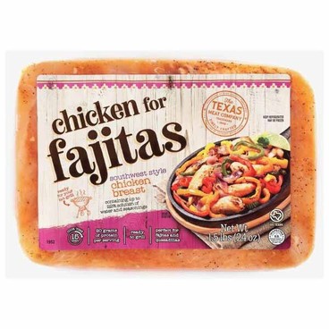 Texas Meat Company Marinated ChickenBuy 1 Get 1 FREEFree item of equal or lesser price.   
Southwest Chicken Breast for Fajitas or Pesto Genovese Chicken; or Pork Al Pastor, 24-oz pkg.