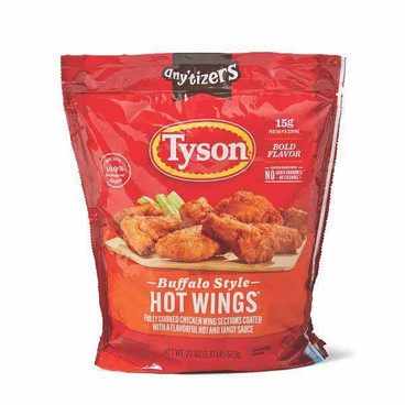 Tyson Any'tizers WingsBuy 1 Get 1 FREEFree item of equal or lesser price.
Or Bites or Chicken Fries; or Crispy Wings; or Breaded Chicken Fillets, Strips, Bites, Tenderloins, or Cheesy Chicken Fries, 20 to 26.5-oz pkg.