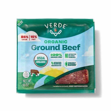 Verde Farms Ground BeefBuy 1 Get 1 FREEFree item of equal or lesser price.
85% Lean, Grass-Fed, USDA Organic, USDA-Inspected, Not USDA Graded, 16-oz pkg.