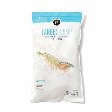 Publix White ShrimpBuy 1 Get 1 FREEFree item of equal or lesser price.
Peeled & Deveined, Large, 31 to 40 per Pound, Responsibly Sourced, Farmed, Frozen, 24-oz pkg.