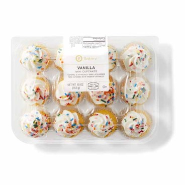 Mini CupcakesBuy 1 Get 1 FREEFree item of equal or lesser price. 
Mini Vanilla or Chocolate Cupcakes With Icing and Colorful Sprinkles, From the Publix Bakery, 12-ct. 10-oz pkg.