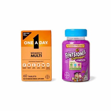 One A Day Women's Multivitamin TabletsBuy 1 Get 1 FREEFree item of equal or lesser price.
Or Men's Health Formula Vitamins, 60-ct.; or Flintstones Complete Gummies or Children's Immunity Multivitamin Multimineral Supplement, 60 or 70-ct. bot.