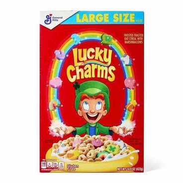 General Mills Lucky Charms CerealBuy 1 Get 1 FREEFree item of equal or lesser price.
14.9 or 26.1-oz, or Cheerios, 12, 15.4, 20, or 27.2-oz, or Cinnamon Toast Crunch, 16.8 or 27-oz box