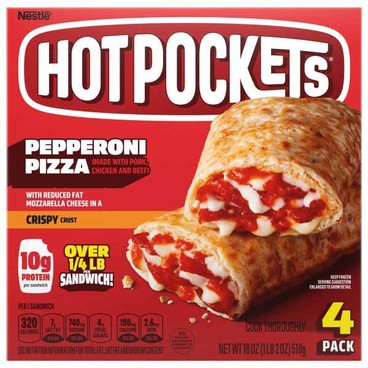 Hot Pockets Stuffed SandwichesBuy 1 Get 1 FREEFree item of equal or lesser price.
3 or 4-ct. 17 or 18-oz box; or High Protein Stuffed Sandwiches, 6.75-oz box; or Apple Cinnamon Pie, 4-oz box