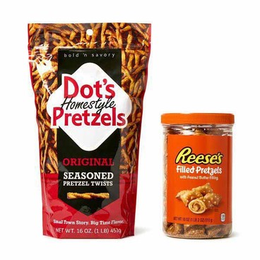 Dot's Homestyle PretzelsBuy 1 Get 1 FREEFree item of equal or lesser price.
Or Snack Mix, 14 or 16-oz jar; or Reese's Filled Pretzels With Peanut Butter Filling, 18-oz jar