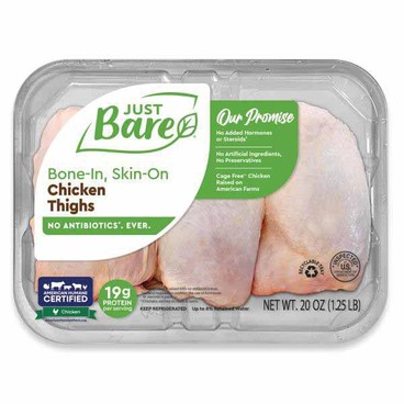 Just Bare Chicken Thighs or DrumsticksBuy 1 Get 1 FREEFree item of equal or lesser price.
No Antibiotics Ever, 20-oz pkg.