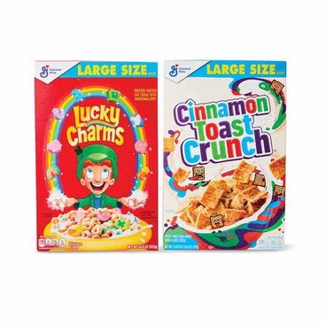 General Mills Cinnamon Toast Crunch CerealBuy 1 Get 1 FREEFree item of equal or lesser price.
16.8 or 27-oz, Cheerios, 12, 15.4, 20, or 27-oz, or Lucky Charms, 14.9 or 26.1-oz box