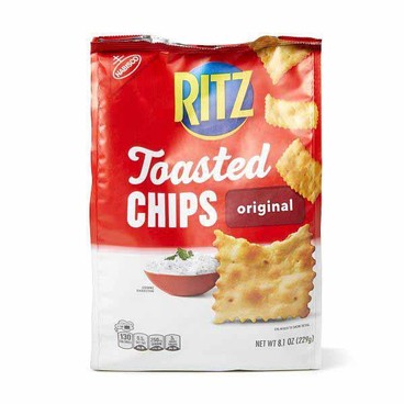 Nabisco Ritz Toasted ChipsBuy 1 Get 1 FREEFree item of equal or lesser price.
8.1-oz bag; or Ritz Cracker Sandwiches, 8-pk. 10.8 or 11.04-oz box