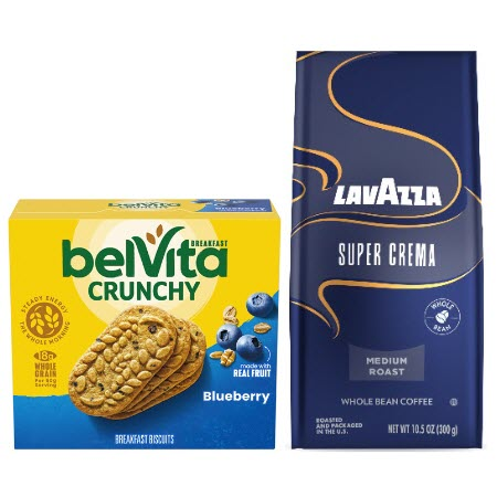 Save $4.00 when you buy ONE (1) BELVITA (5 pack) and ONE (1) LAVAZZA (10 ct., 8-10 oz)
