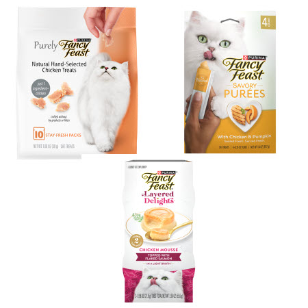 Save $0.75 on any ONE (1) Fancy Feast&reg; Layered Delights, Chef's Cuts or Savory Purees
