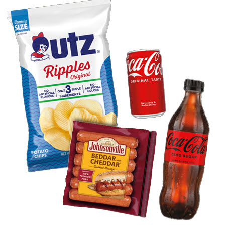 Save $5.00 when you spend $25 on Utz, Coca-Cola, OR Johnsonville Items