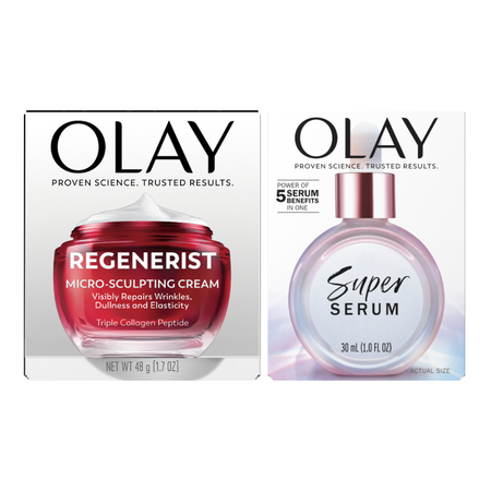 Save $10.00 on TWO Olay Facial Moisturizer, Eye, Serum or Treatment (excludes Complete, Active Hydrating, Total Effects, Age Defying, Body Products an