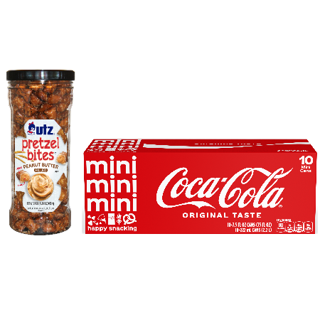 Save $2.00 when you buy ONE (1) UTZ 20-26oz Barrel and ONE (1) Coca-Cola 7.5oz, 10pk Mini Cans