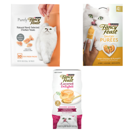Save $0.75 on any ONE (1) 1 oz or larger bag of Fancy Feast&reg; Layered Delights, Purely, or Savory Pur&eacute;es Cat Treats