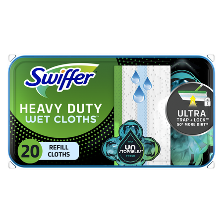 Save $2.00 on ONE Swiffer Refill Product (includes 20-32ct Dry and Wet cloth refills, 10-16ct XL Dry and Wet cloth refills, 5ct PowerMop pad refills,