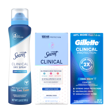 Save $2.00 on ONE Secret Clinical or Gillette Clinical Antiperspirant/Deodorant (excludes trial/travel sizes).