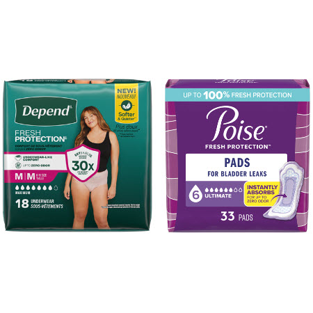 Save $1.00 on any ONE (1) SELECT Depend&reg; OR Poise&reg; Products