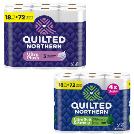 Save $3.00 on any ONE (1) package of Quilted Northern&reg; Bath Tissue, 18 Mega roll or larger