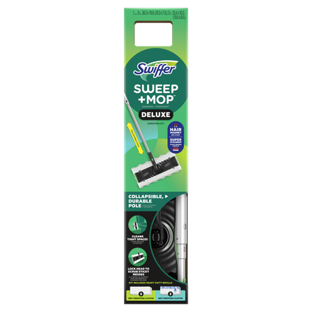 Save $5.00 on ONE Swiffer Sweeper Deluxe, or 6ft Duster Starter Kits (excludes 3ft Dusters, short handle Dusters, 1-2ct Dusters and trial/travel size)