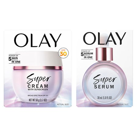 Save $5.00 on ONE Olay Super Serum, Super Cream or Super Eyes (excludes body products and mini/trial/travel size).