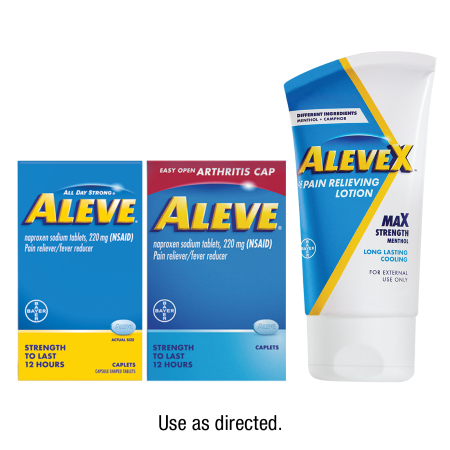 Save $3.00 on any ONE (1) Aleve&reg; product 80ct or larger or AleveX&trade; (excludes Aleve-D&reg;)