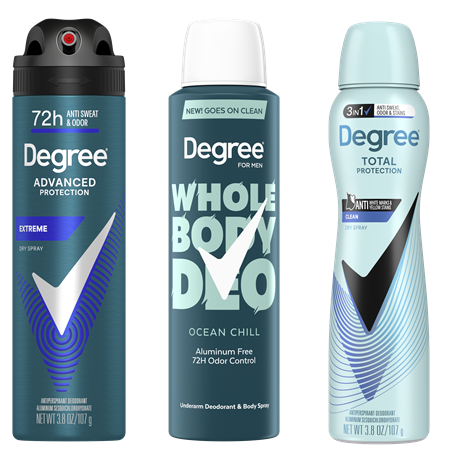 Buy any ONE (1) Degree Deodorant Dry Spray or Whole Body 2.9-3.8-oz and Get ONE (1) FREE (equal or lesser value)