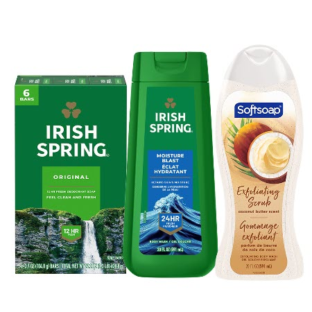 Save $5.00 on any TWO (2) Irish Spring or Softsoap Body Washes (20oz or larger), or Irish Spring Bar Soap Multipacks (6ct or larger)