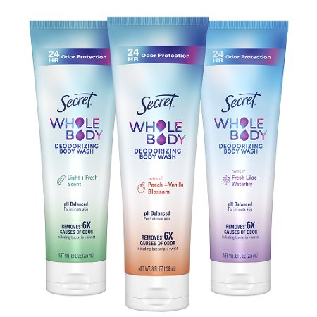Save $5.00 on TWO Secret Body Wash Products (excludes trial/travel size).