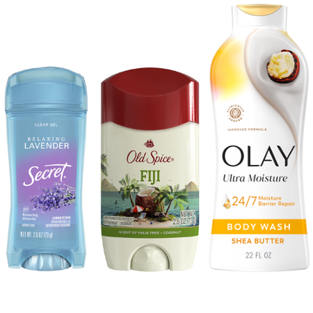 Save $4.00 on any TWO (2) Secret, Old Spice or Gillette Deodorants, Olay or Old Spice Body Wash or Lotion AND/OR Olay Bar Soap